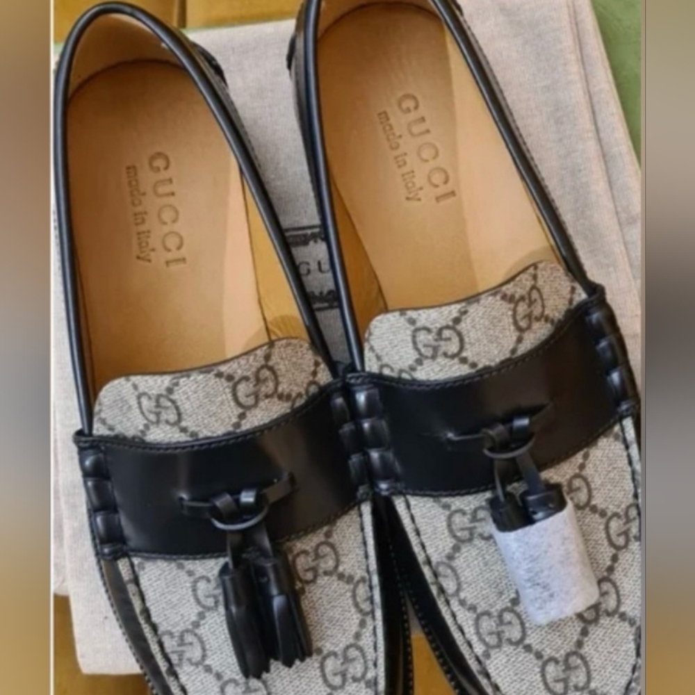 Gucci Black Slip-On Loafers with Gucci Monogram